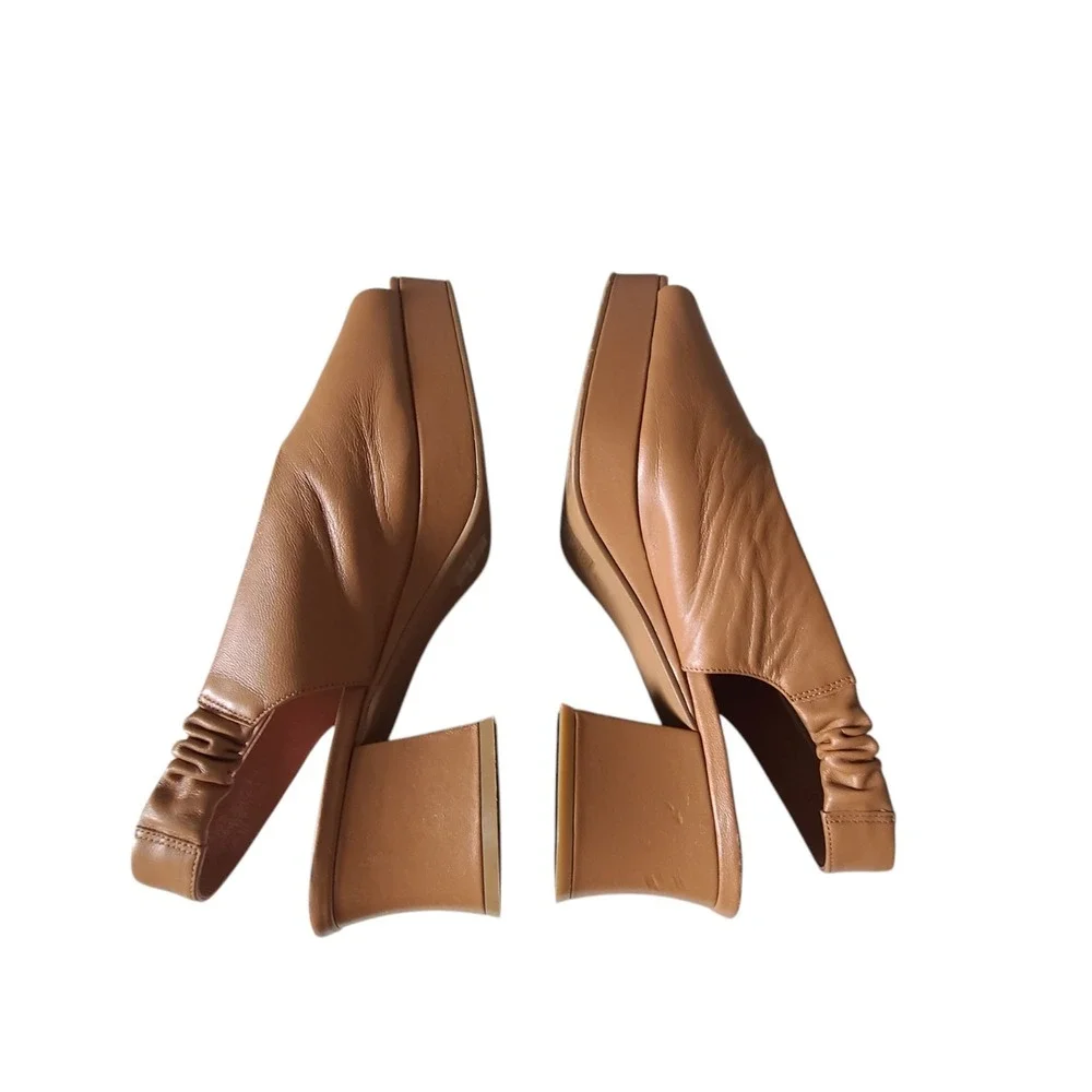 Jeffrey Campbell Extendo Platform Sling-back Block Heel Leather 11 Brown Sandals - Picture 7 of 12